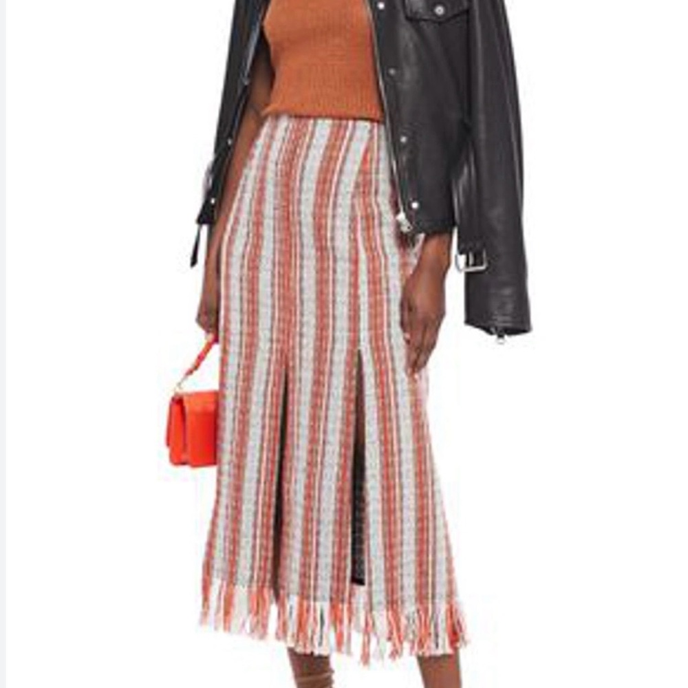 3.1 Phillip Lim orange and Black Striped Wide skirt